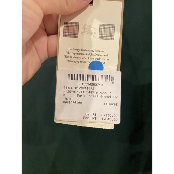 Burberry Dress Womens US 0 Dark Forest Green Zoya Pink Collar Long Sleeve Shift - Picture 4 of 6